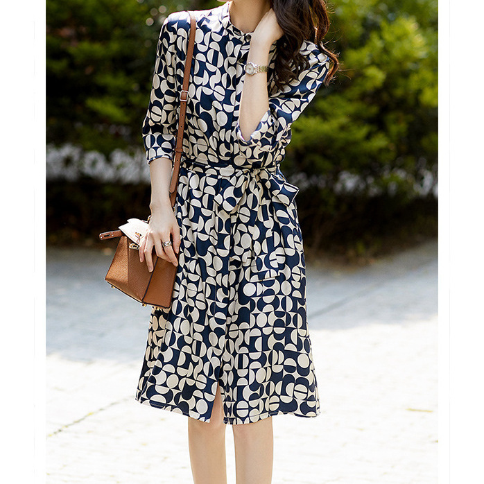 Mulberry Silk Floral Shirt-Style Dress 2026 Summer New Women's Satin Printed Silk Dress Mid-Length Mulberry Silk Floral Shirt-Style Dress 2026 Summer New Women's Satin Printed Silk Dress Mid-Length