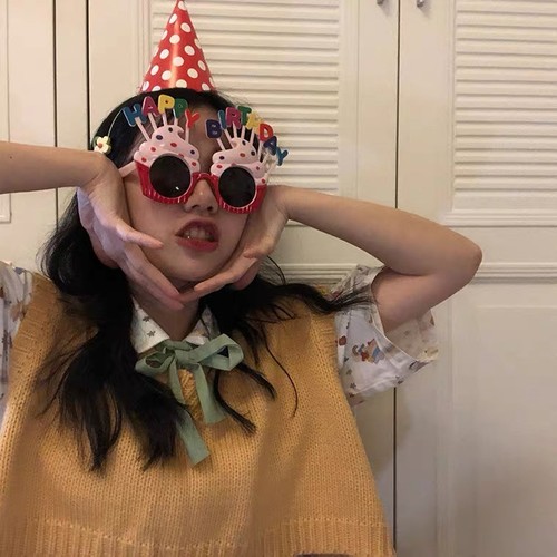 Xiaohongshu Style Ins 3D Happy Birthday Glasses, Funny Decor Creative Photo Prop Glasses