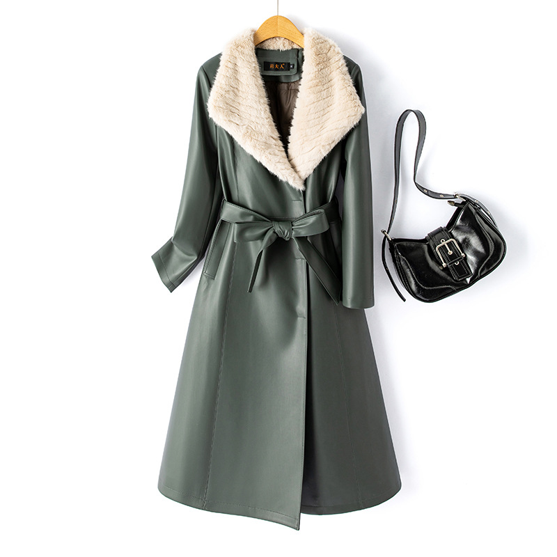 海宁皮羽绒服女中长款2025冬新款韩版加厚保暖皮衣显瘦外套