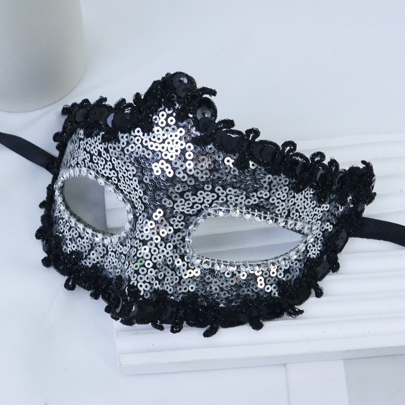 Nuevo cross-border Halloween sequinado baile media cara máscara de fiesta misteriosa sexy vestido de moda damas máscara de ojos