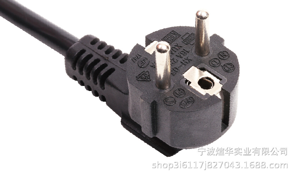 厂家供应 煊华欧标两圆脚三芯插头电源线 照明电动工具 XH03插头