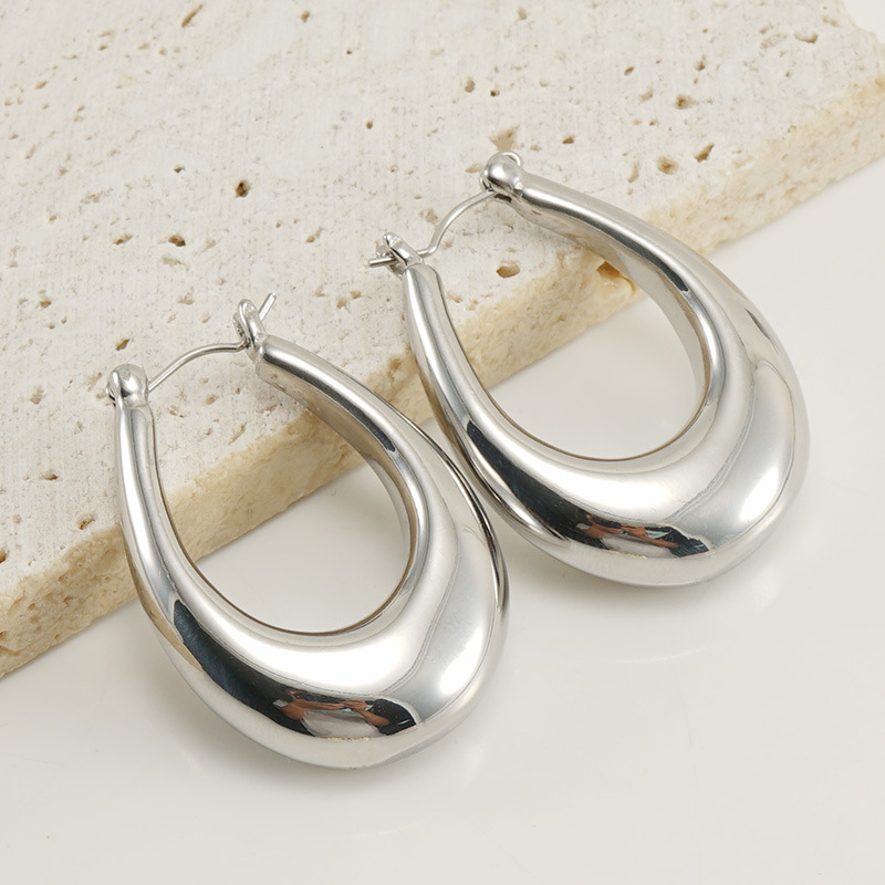 1 Pair Simple Style U Shape Polishing Stainless Steel Hoop Earrings display picture 4