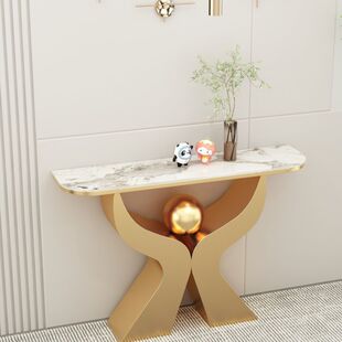 High-End Italian-Style Living Room Entrance Shelf, New Modern End Table, Simple Entrance Slate Wall-Mounted Semi-Circle High-End
