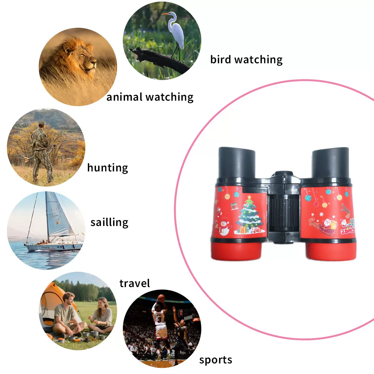 跨境新款儿童圣诞望远镜4倍高清高倍望远镜户外男孩女孩探索玩具