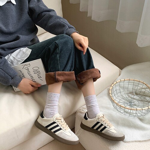 Red Book Style Japanese Socks Cute Mid-Calf Student Socks Iridescent Thin Striped Solid Color Female Simple Versatile