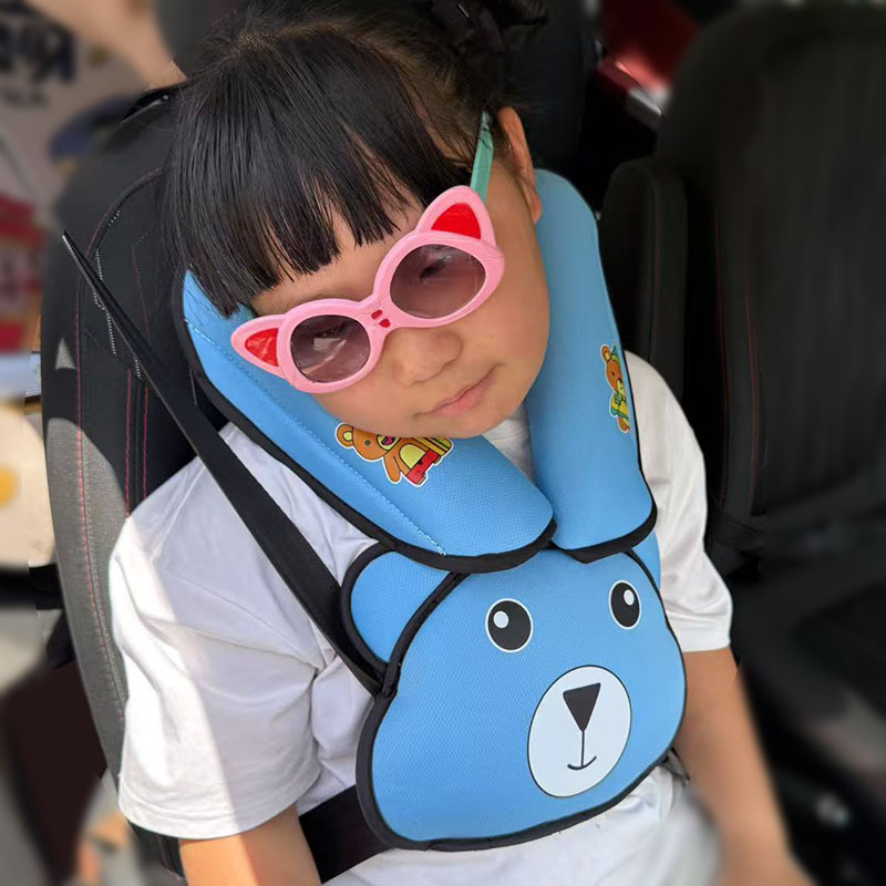 Bear Head Auxiliary Safety Belt Limiter Holder Car Kids Safety Belt Adjustment Anti-Stranglehold Shoulder Protector