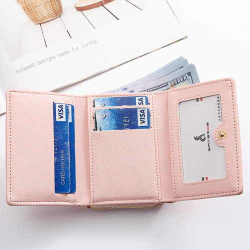 BATSIOE新款韩版方形女士钱包 卡包搭扣拉链卡通零钱包三折多功能