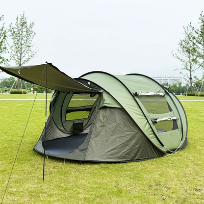 Outdoor quick-open tent for 5-8 people, fully automatic, sun-proof, breathable, portable folding tent for camping (Avtomobil dam çadırları) - 5-8-person-army-green-entryway-style-standard-tent-equipment