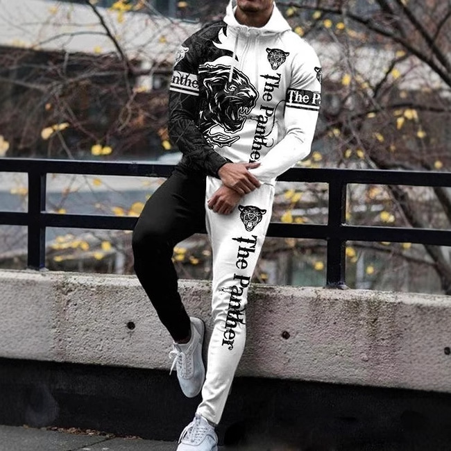 Pantalones de suéter con capucha de primavera y otoño de dos piezas casuales de negocios de todo fósforo MC11-ML1