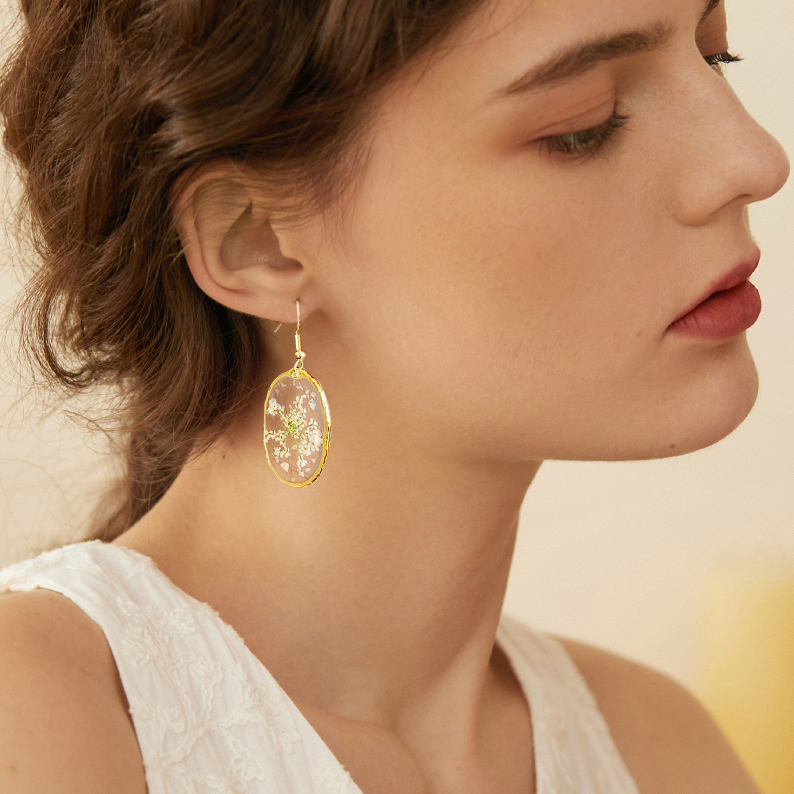 Flower Pattern 1 Pair Simple Style Classic Style Flower Epoxy Alloy Drop Earrings