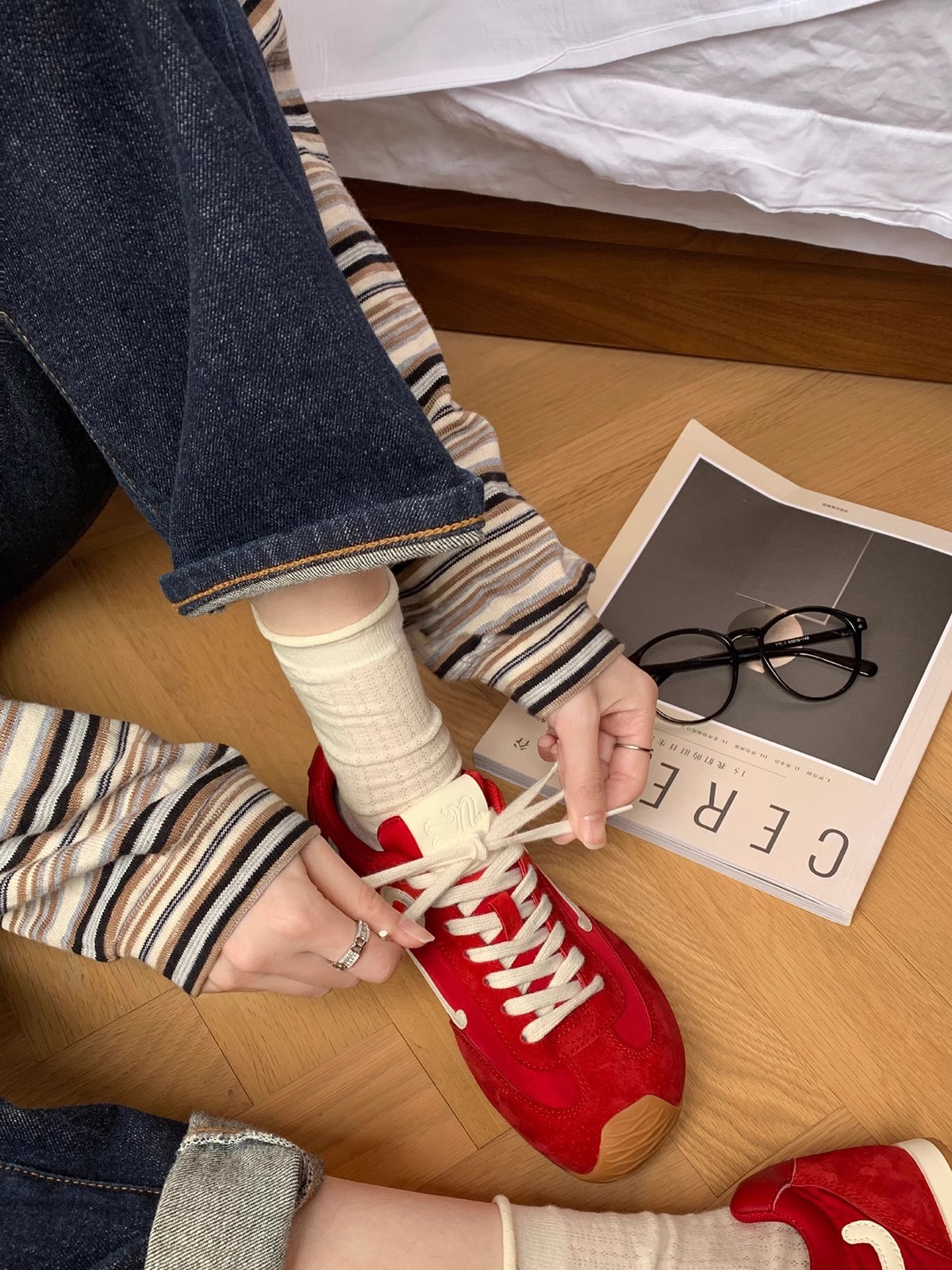 Piel de vaca 6cm invisible aumento interno Yang Mi mismo estilo zapatos ballet alemán zapatos deportivos casuales para mujer zapatos Forrest Gump