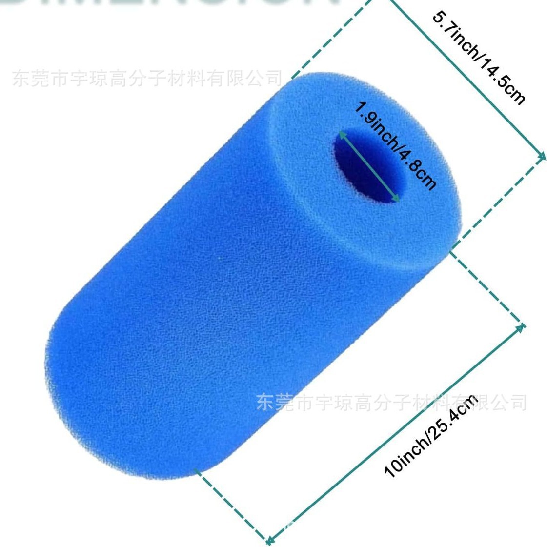 适用泳池过滤器 In-texB 型29005E替换过滤芯 圆柱形海绵尺寸可定