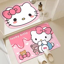 可爱卡通凯蒂猫硅藻泥易打理地垫家用玄关浴室卫生间吸水速干脚垫