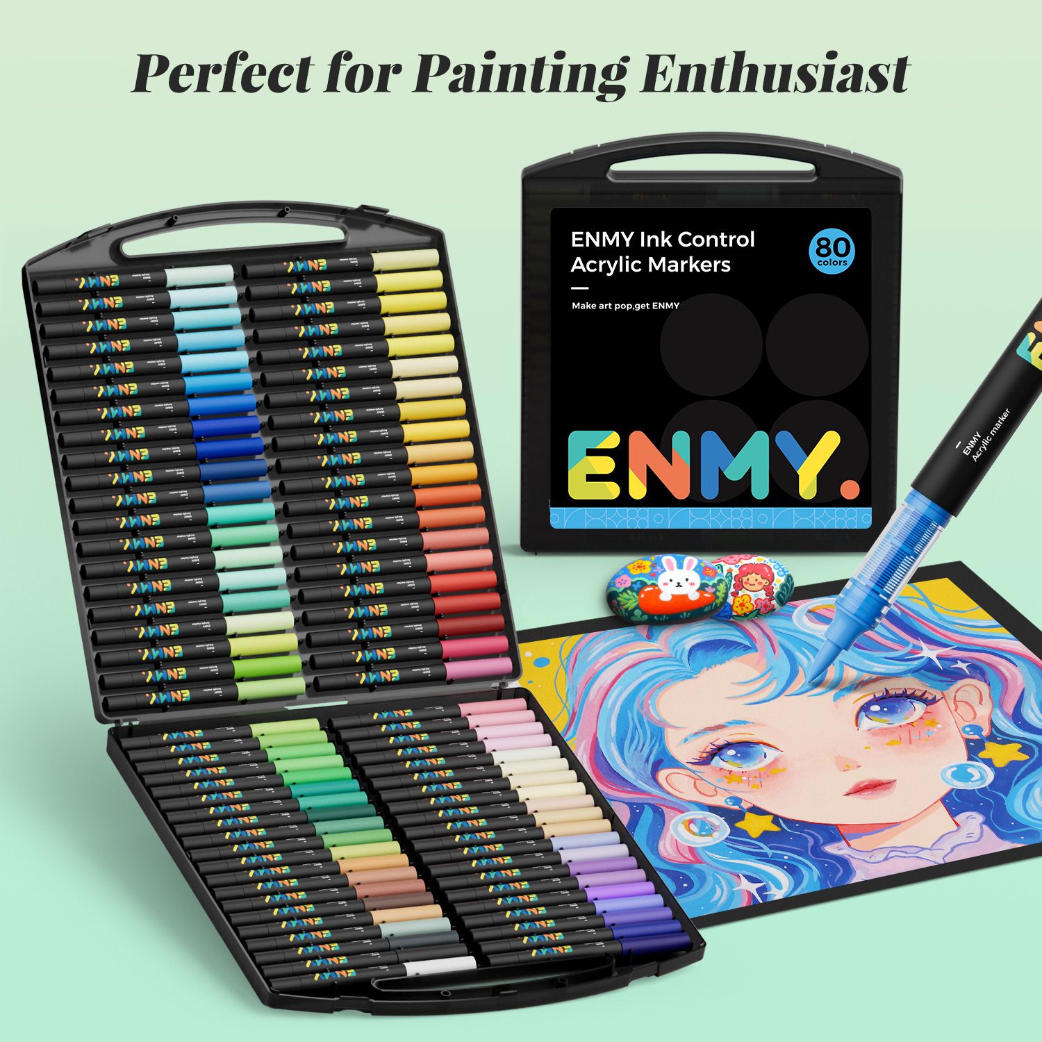 National Agent Specializes in Enmy English Version Small Black Box Interest Painting Special Straight Liquid Acrylic Marker Pen