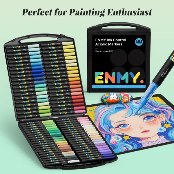 National Agent Specializes in Enmy English Version Small Black Box Interest Painting Special Straight Liquid Acrylic Marker Pen