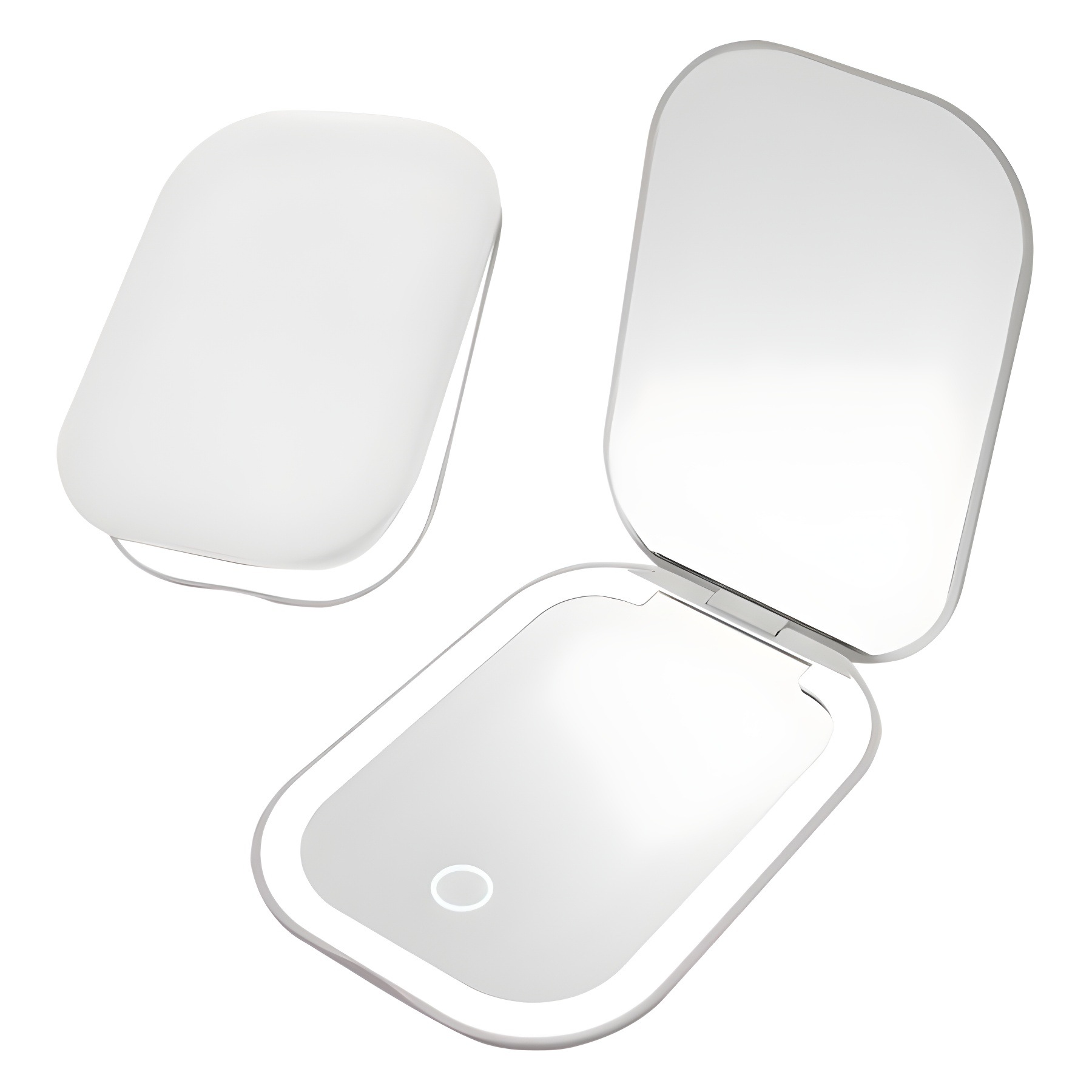 Espejo de maquillaje de belleza con luz recargable Espejo de maquillaje led Espejo pequeño Espejo de mano portátil con succión magnética plegable