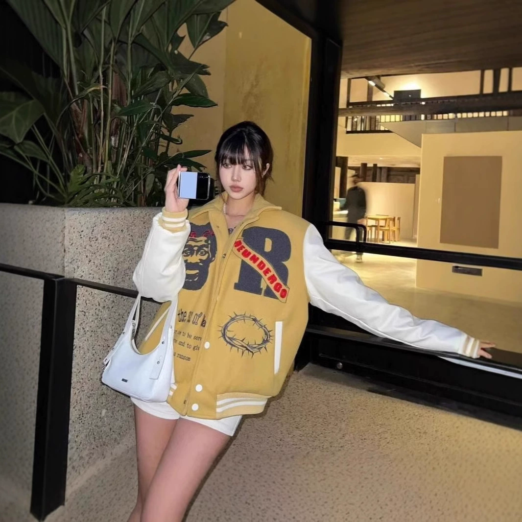 Бейсбольная куртка на весну-осень, форма, американский стиль, оверсайз