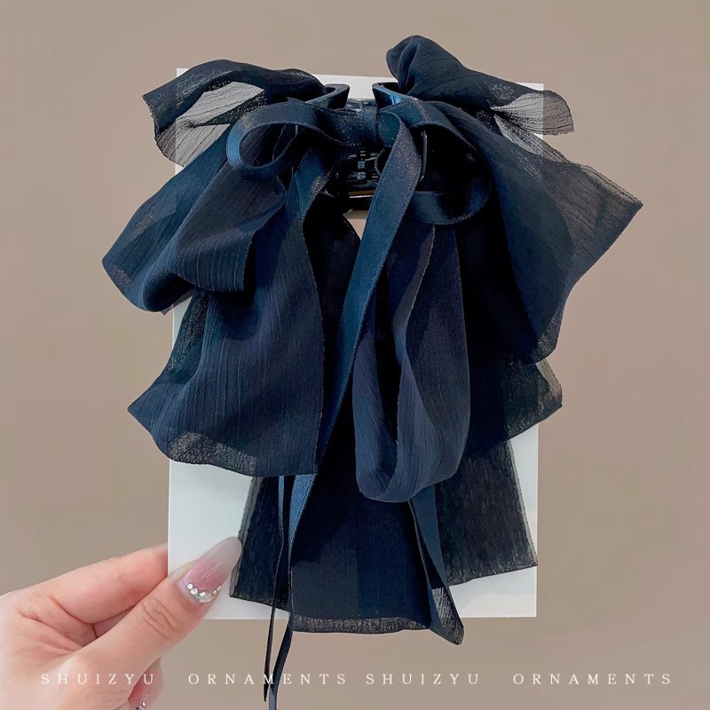 Otoño y invierno arco negro tira agarrar clip de cabeza de mujer cauda de caballo alta media bola de cabello tocado fijo clip de pelo