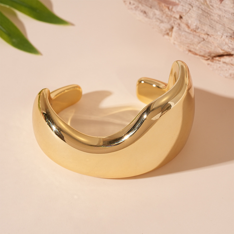 Pulsera de apertura geométrica irregular metálica europea y americana, personalidad exagerada, temperamento de nicho simple, joyería de alta gama femenina