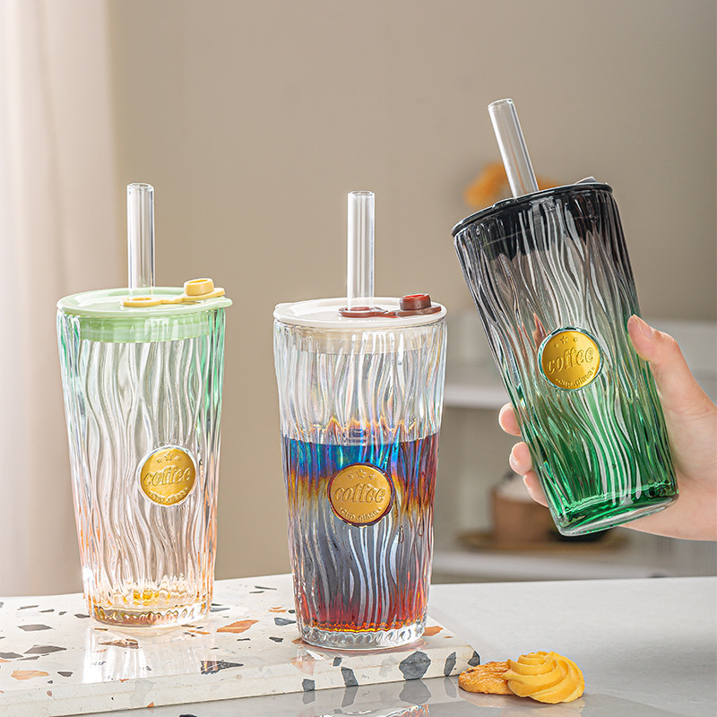 かわいい願いコーヒーカップガラスクリエイティブ高価値ガラスストローカップ会議サインインギフト卸売|undefined