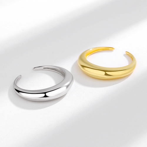 s925 sterling silver arc glossy ring for women ins trend simple geometric hand ornaments cold style personalized vegetarian ring index finger ring