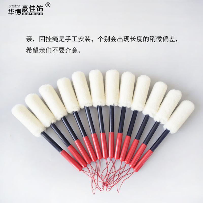 Cepillo de rueda de lana verdadera, mango alargado, palo de limpieza de lana suave, cepillo de lavado de automóviles, cepillo de herramientas de lavado de automóviles creativo