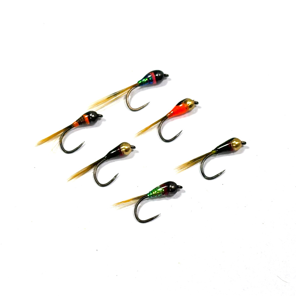 6个/盒冰钓钨铜头沉水若虫飞蝇无倒刺鱼钩路亚飞钓雅罗假饵飞蝇饵