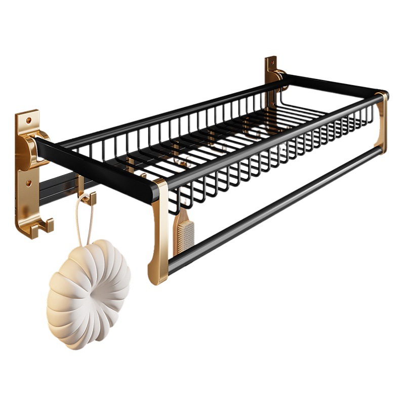 Punch-libre de espacio de aluminio toallero baño Baño hardware colgante traje malla cesta toalla rack