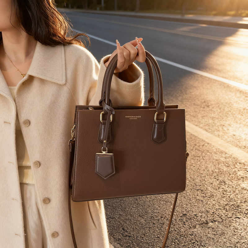 Solid Color Simple Large-Capacity Handbag Women's 2025 Autumn New Popular Shoulder Crossbody Bag Commuter Mom Bag