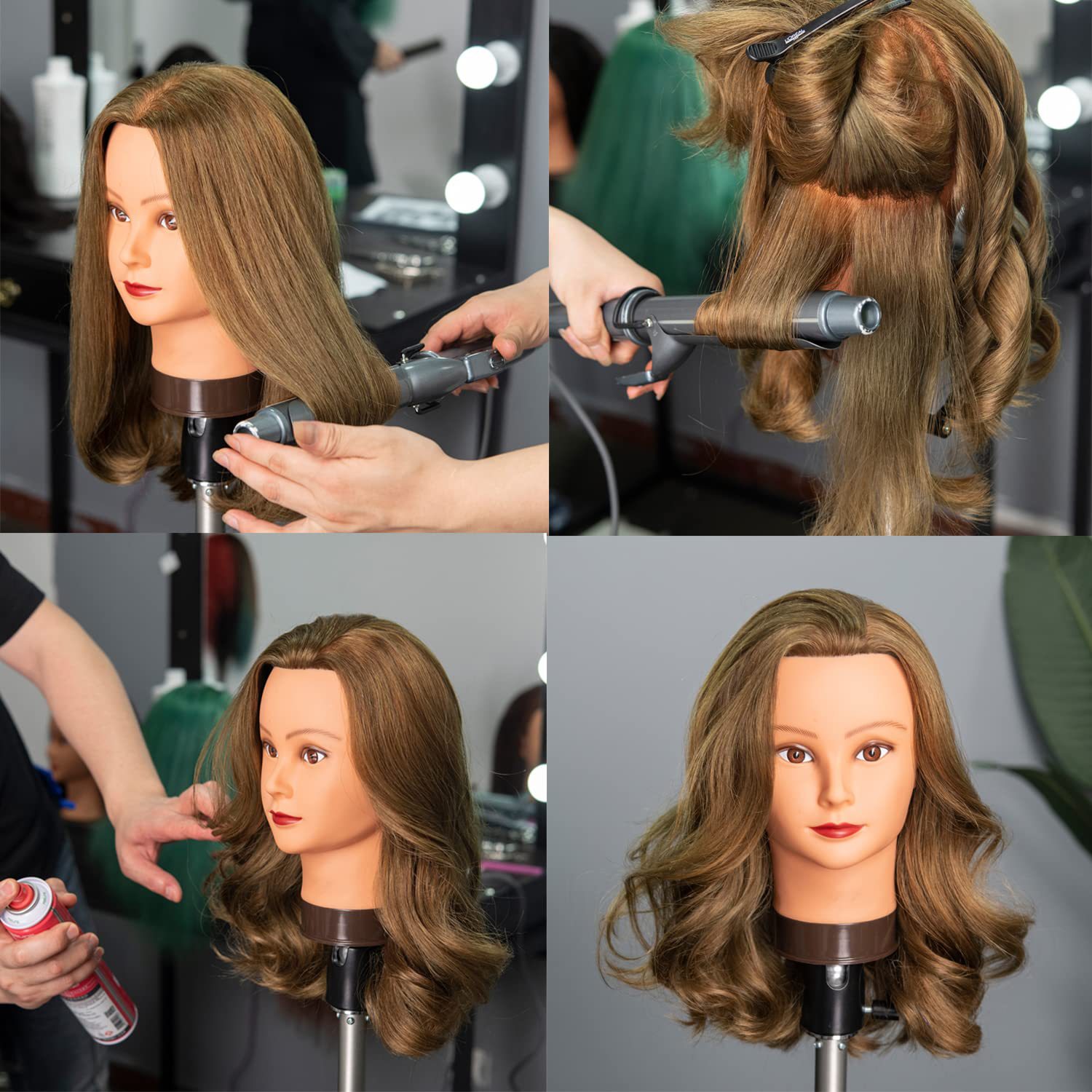 Europa y Estados Unidos tienen maquillaje, modelo de cabeza, cabello maniquí, modelo de cabello real, corte de cabello, enseñanza del cabello, blanqueamiento, teñido, permanente, modelo de soplado