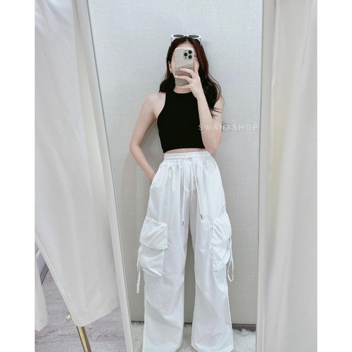 Women's Summer Thin American Retro Quick Dry Workwear Leisure Pants Straight Leg with Braid Loose Floor-Length Wide Leg Pants