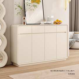 奶油鞋柜家用门口靠墙现代简约客厅玄关入户一体收纳储物柜大容量
