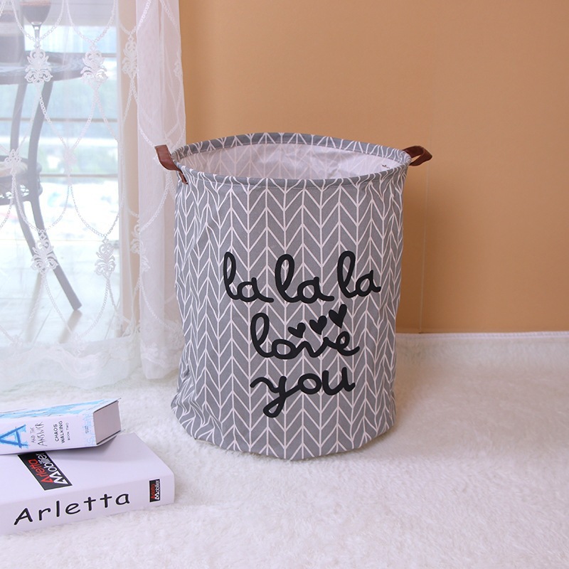 Ronda de algodón y lino Cubo de almacenamiento cesta de la ropa grande plegable cesta de almacenamiento nuevo dormitorio cesta de la ropa