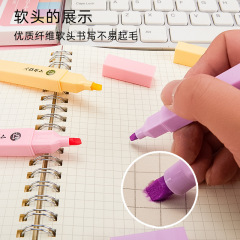 Macaron Color Series Fluorescent Pens Soft Tip 6 Colors Eye-Care Bright Highlighting Notebooks for Focusing and Student Notes