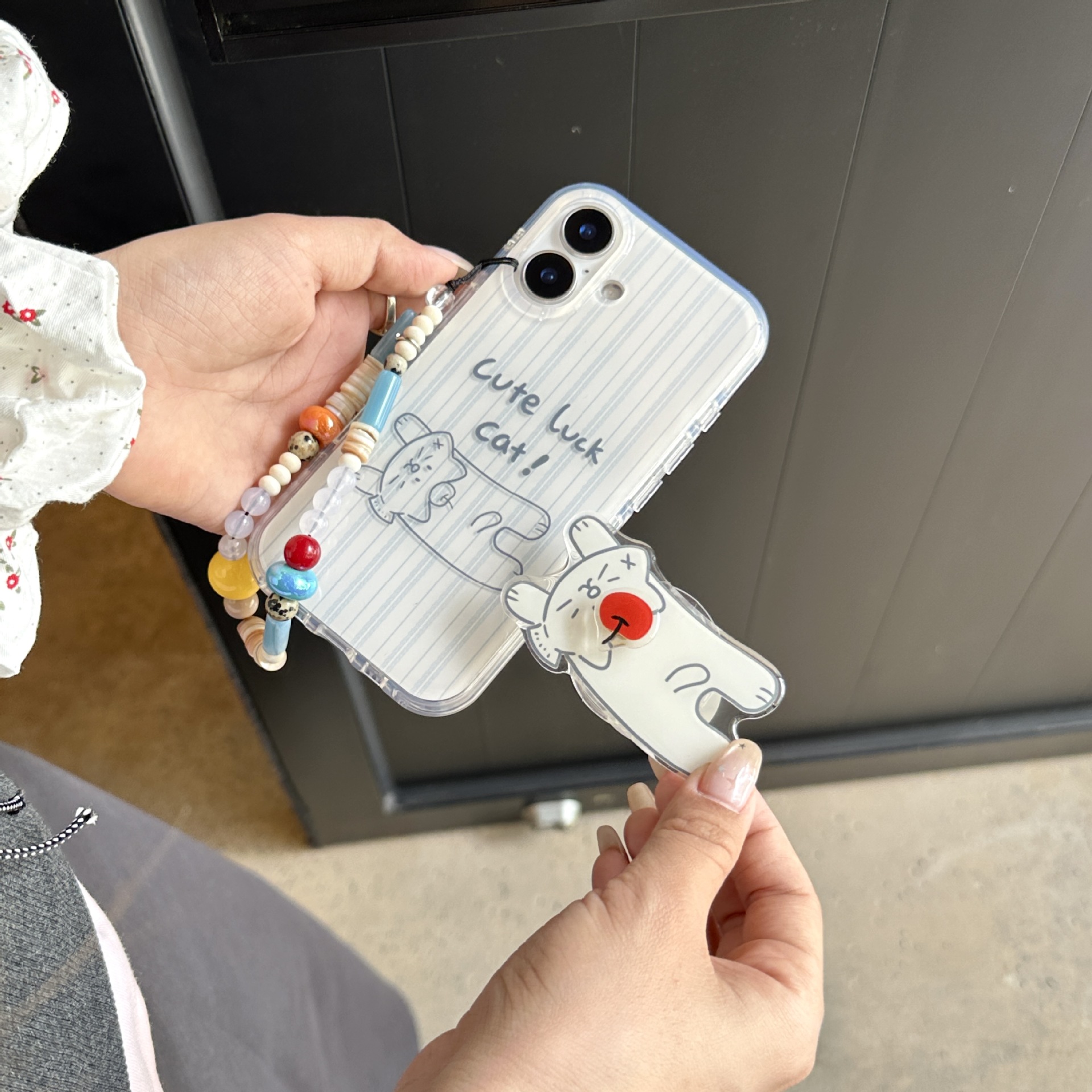 Simple gato a rayas azules para iPhone16 funda para teléfono móvil 15ProMax soporte 14/13 nuevo 16Pro