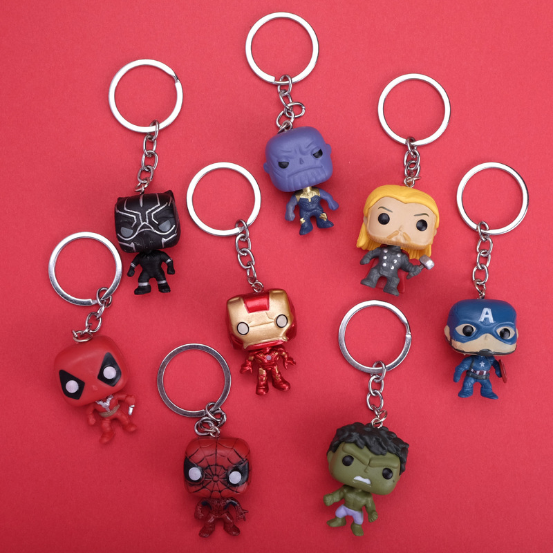 A Set of 4 League of Legends Keychains Captain America Iron Man Hulk Spider-Man Thor Deadpool Hot-Selling Foreign Trade