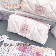 筆袋ins高颜値爆金韓系ミルク白愛筆袋テスト少女心専用文房具収納袋