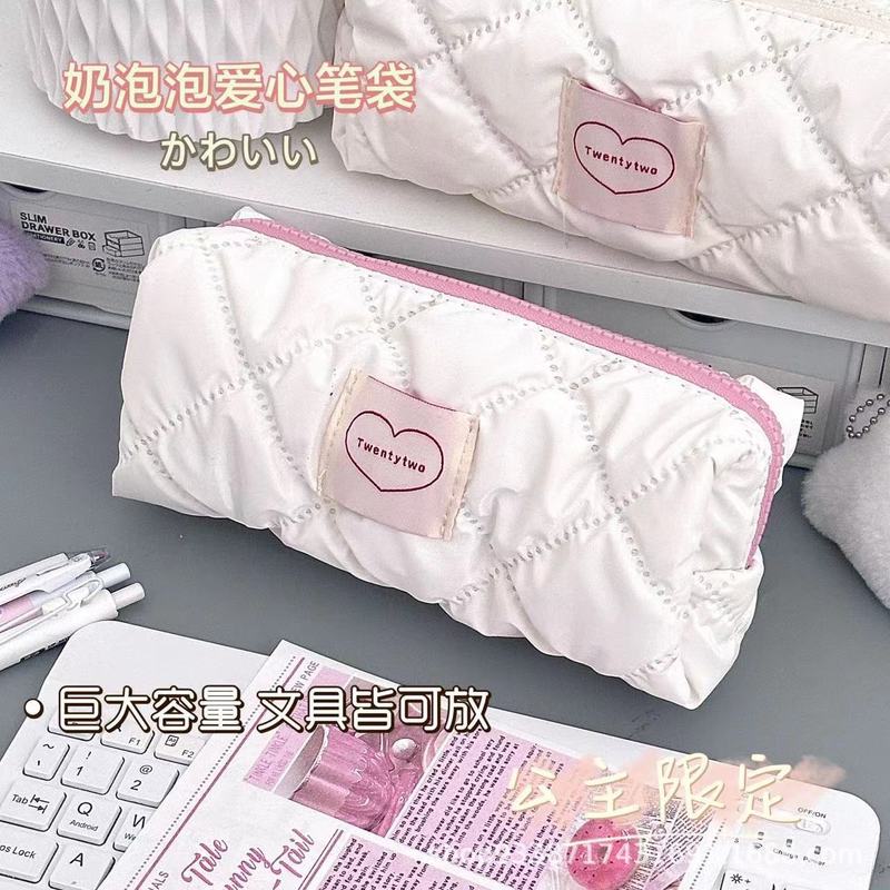 筆袋ins高颜値爆金韓系ミルク白愛筆袋テスト少女心専用文房具収納袋|undefined