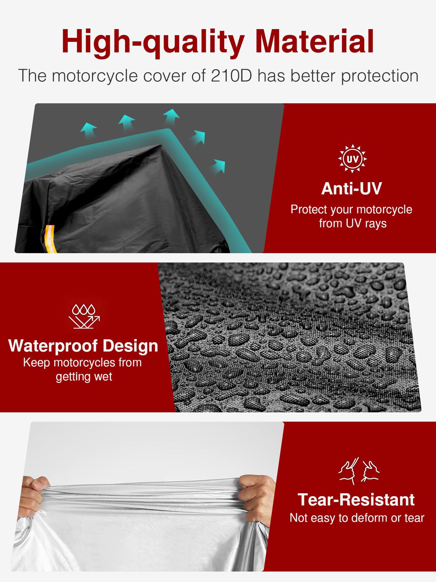 Motorcycle Garment with Reflective Strip Oxford Cloth Dustproof Rainproof Sunscreen Motorcycle Cover Electric Vehicle Sunshade Garment