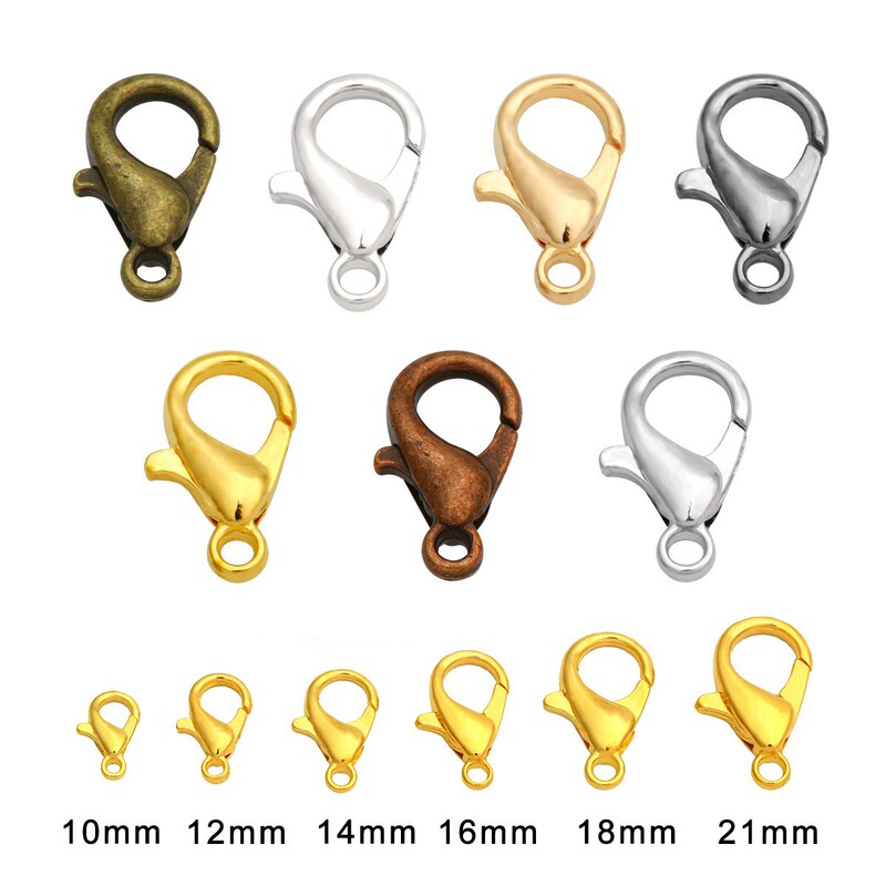 10-21mm gold/silver/ancient blue lobster clasp diy accessories for bracelet necklace metal connection clasp AliExpress
