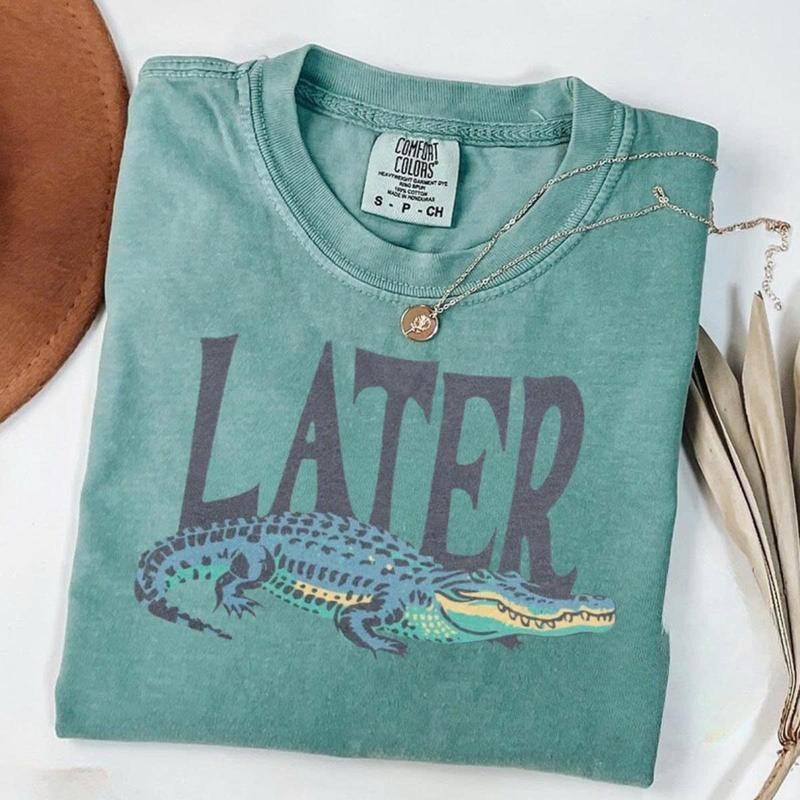 M 39336 Later Gator Crocodile T-Shirt Crocodile Short-Sleeve European and American Cross-Border