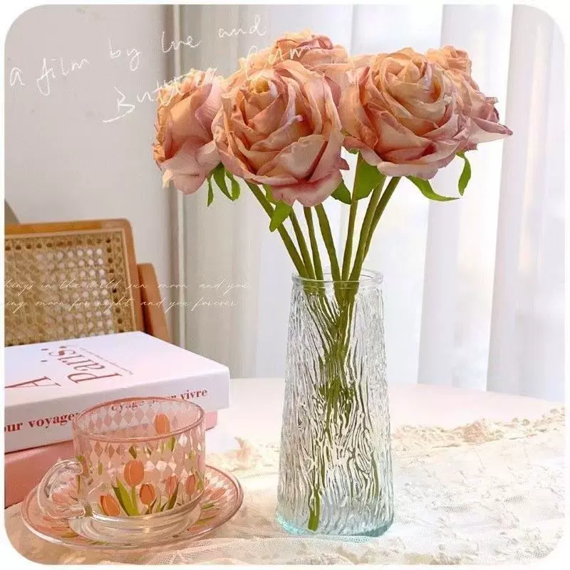 锥桶透明玻璃花瓶ins风网红水培简约鲜花客厅插花摆件