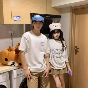 Summer Pure Cotton Short-Sleeved T-Shirt Couple Wear Lazy Style Loose Niche Design Tops for Men and Women Student Trendy Class Uniforms