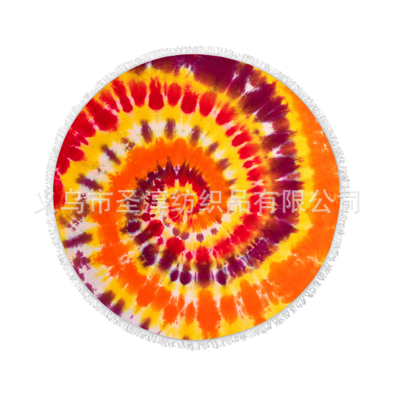 La fibra impresa redonda de la toalla de playa de la fuente directa de la fábrica con las borlas siente suave puede ser arena antiadherente de la playa de la imagen