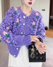 2022秋季新款毛衣温柔风森系手工立体花朵上衣女sweater