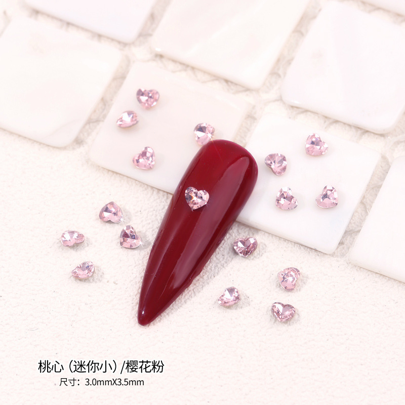 고품질 소녀 핑크 복숭아 하트-[3*3MM]