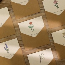 创意可爱复古牛皮简约植物花卉贺卡ins风高级感新年情人节学生生