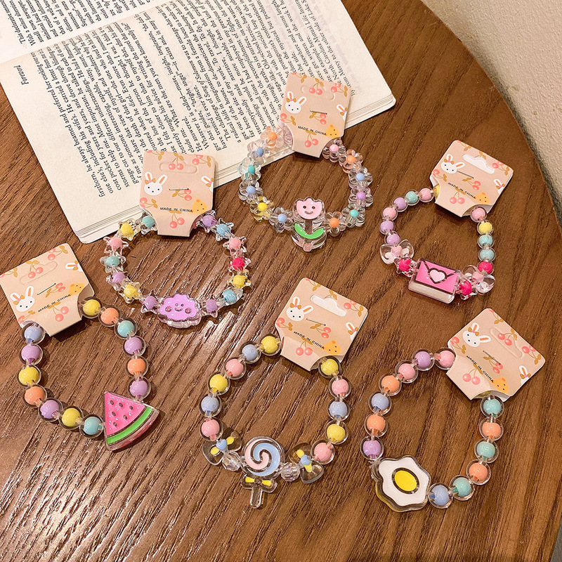 Cartoon children's bracelet cute girl bracelet student jewelry bracelet female princess jelly color beaded jewelry wholesale