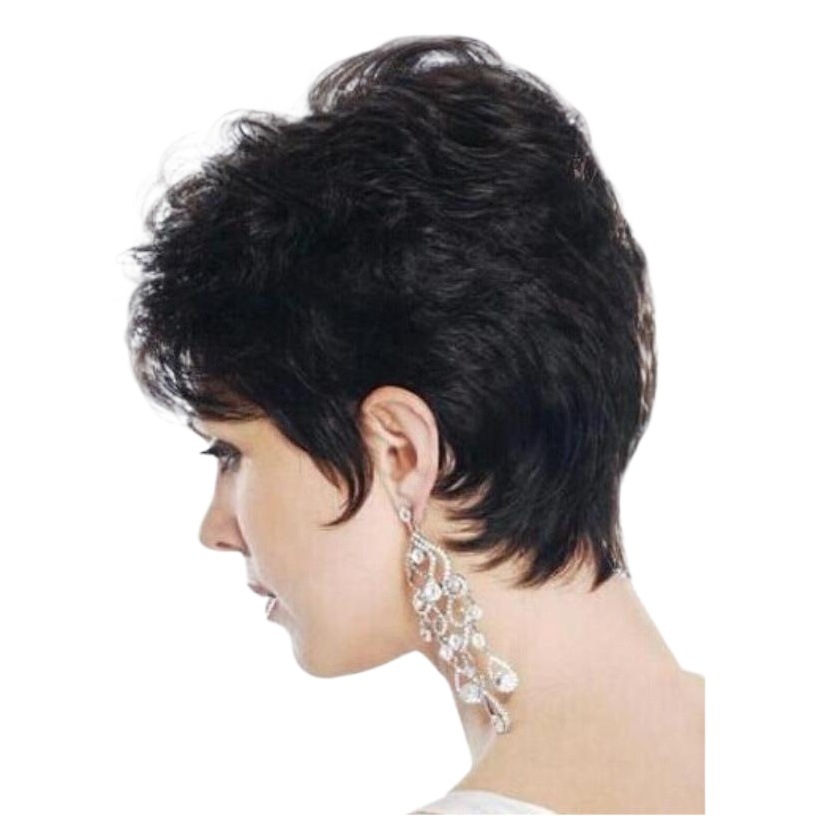 AliExpress moda europea y americana de las mujeres Pelo Corto rizado marrón micro-rizado peluca cabeza cubierta transfronteriza Comercio exterior peluca pelo generación