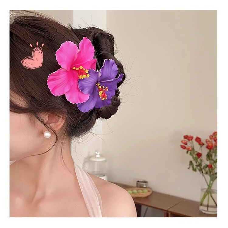 Bohemian Egg Flower Head Flower Jewelry Women's Sweet Seaside Beach Flower Hairpin Head Clip
